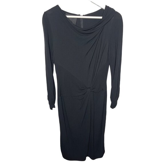 Carlisle Black Ruched Sheath Dress Size 4 Long Sleeve - Picture 1 of 10